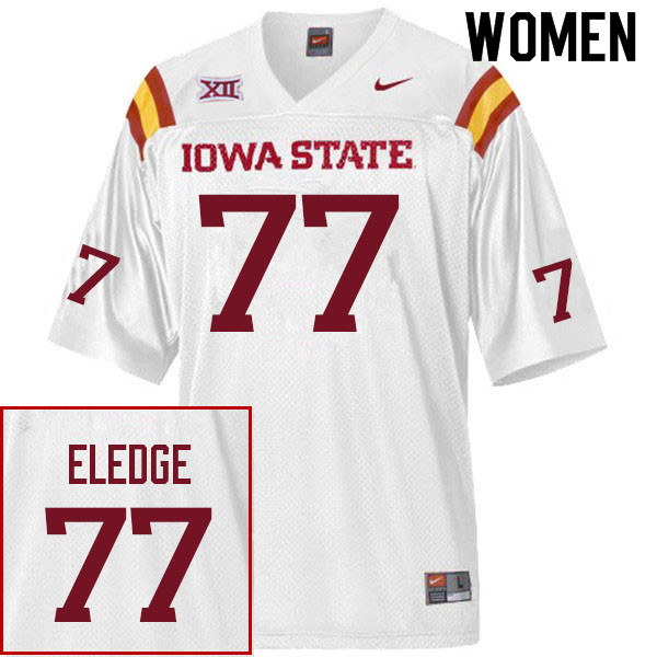 Women #77 Easton Eledge Iowa State Cyclones College Football Jerseys Sale-White - Click Image to Close